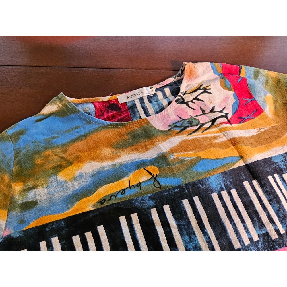 Audate Abstract Art Midi Dress Womens 3XL Multicolor Bohemian Style Print